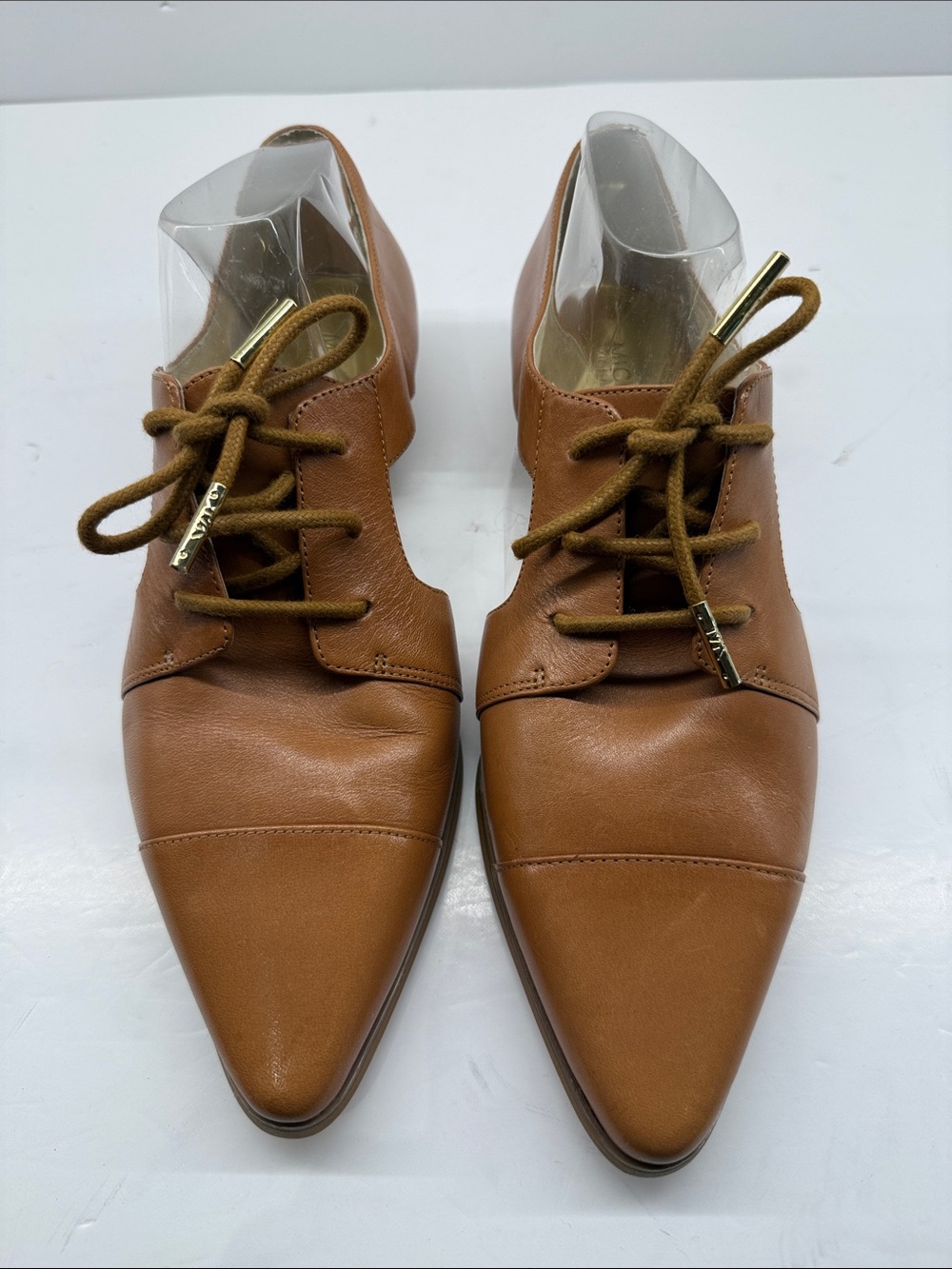 Michael Kors Tan Leather Pointed Toe Lace-Up Flats